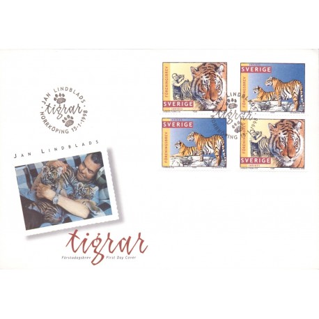 Sverige 1998. Tigre. AFA nr. 1960-61 postfrisk stemplet  hæfte FDC parstykkke