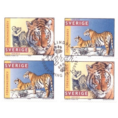 Sverige 1998. Tigre. AFA nr. 1960-61 postfrisk stemplet  hæfte FDC parstykkke