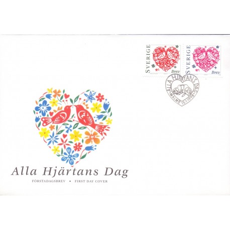 Sverige 1998. Alle Hjerternes dag. AFA nr. 1962-3 postfrisk stemplet  hæfte FDC parstykkke