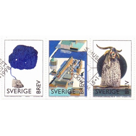 Sverige 1998. Moderna museet. AFA nr. 1964-66 postfrisk stemplet  hæfte FDC parstykkke