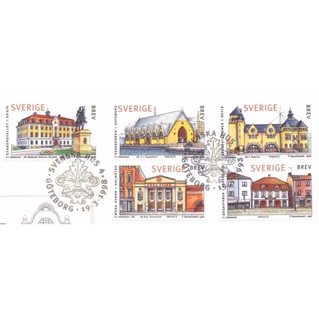 Sverige 1998. Svenske huse IV. AFA nr. 1967-71 postfrisk stemplet  hæfte FDC parstykkke