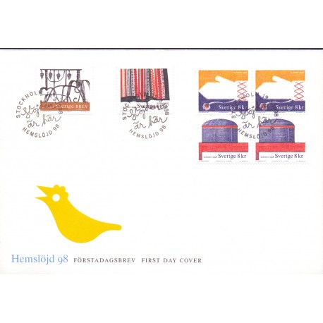 Sverige 1998. Håndarbejde. AFA nr. 1974-7 postfrisk stemplet  hæfte FDC parstykkke