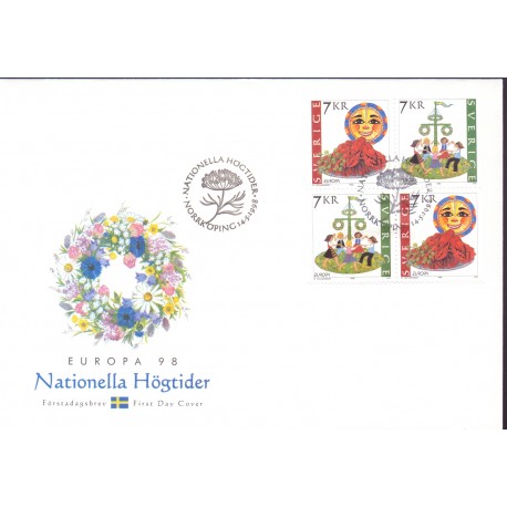 Sverige 1998. CEPT. AFA nr. 1986-7 postfrisk stemplet  hæfte FDC parstykkke
