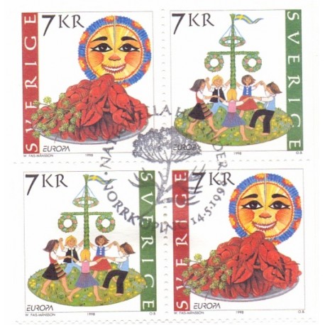 Sverige 1998. CEPT. AFA nr. 1986-7 postfrisk stemplet  hæfte FDC parstykkke