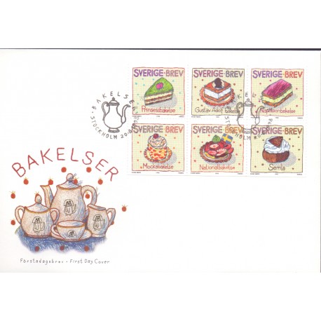 Sverige 1998. Flødekager. AFA nr. 1992-7 postfrisk stemplet  hæfte FDC parstykkke