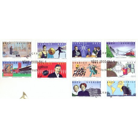 Sverige 1998. 1900-tallet I. AFA nr. 2000-2009 postfrisk stemplet  hæfte FDC parstykkke