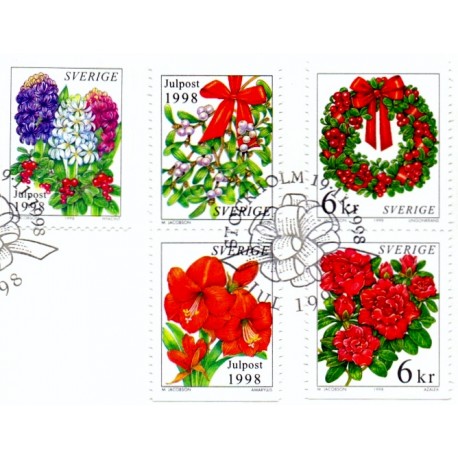Sverige 1998. Julefrimærker. AFA nr. 2012-16 postfrisk stemplet  hæfte FDC parstykkke