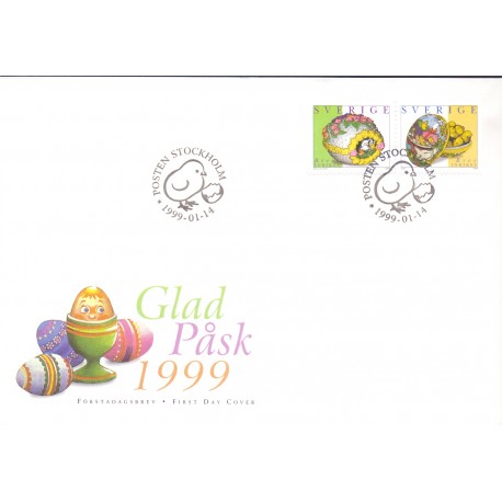 Sverige 1999. Påskefrimærker. AFA nr. 2023-4 postfrisk stemplet  hæfte FDC parstykkke