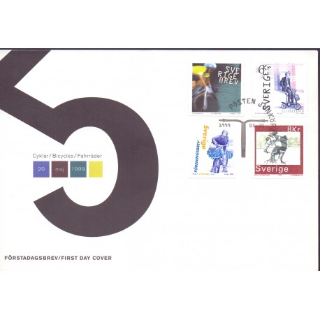 Sverige 1999. Cykler. AFA nr. 2046-49 postfrisk stemplet  hæfte FDC parstykkke