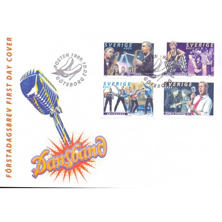 Sverige 1999. Danseorkestre. AFA nr. 2071-74 postfrisk stemplet  hæfte FDC parstykkke