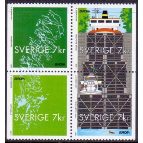 Sverige 2001. Europamærke / CEPT. AFA 2156-9, postfrisk sammentryk stemplet  hæfte FDC parstykkke