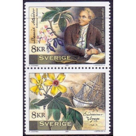 Sverige 2001. Fisk. AFA 2173-75, postfrisk stemplet  hæfte FDC parstykkke