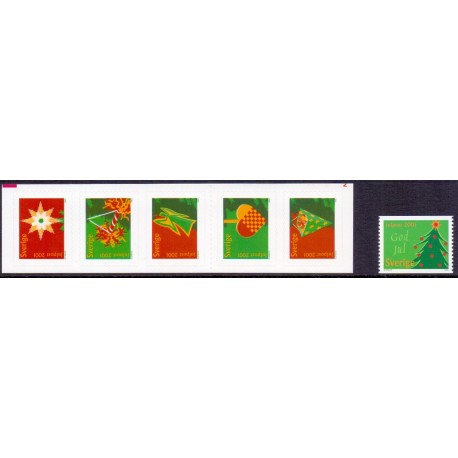 Sverige 2001. Julefrimærke. AFA 2188-93, postfrisk   stemplet  hæfte FDC parstykkke