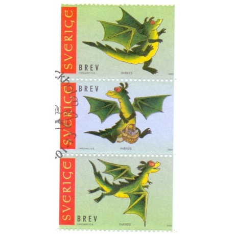 Sverige 2000. Kinesisk månenytår. Dragens år. AFA nr. 2082-84 postfrisk stemplet  hæfte FDC parstykkke