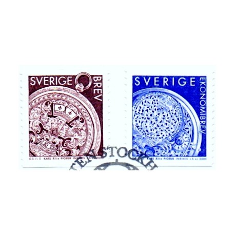 Sverige 2000. Kong Karl XII's lommeur. AFA 2085-86 postfrisk stemplet  hæfte FDC parstykkke