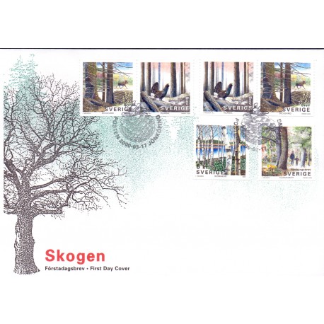 Sverige 2000. Motiver fra skoven. AFA 2090-93 postfrisk stemplet  hæfte FDC parstykkke