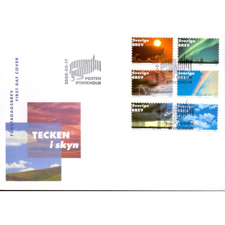 Sverige 2000. Himmel fænomener. AFA 2114-19 postfrisk sammentryk stemplet  hæfte FDC parstykkke