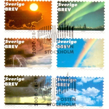 Sverige 2000. Himmel fænomener. AFA 2114-19 postfrisk sammentryk stemplet  hæfte FDC parstykkke