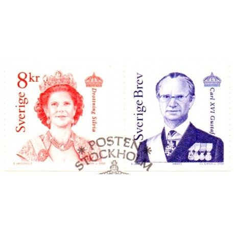 Sverige 2000. Kong Carl og Dr. Silvia. AFA 2120-21 postfrisk stemplet  hæfte FDC parstykkke