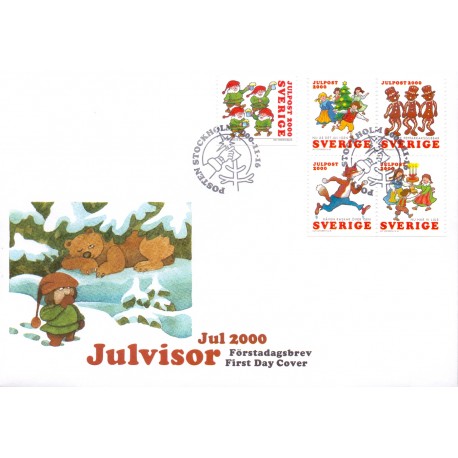 2000. Julefrimærker. AFA nr. 2130-34 i hæfte postfrisk på FDC