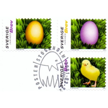 Sverige 2001. Påske. AFA 2149-51, postfrisk parstykke stemplet  hæfte FDC parstykkke