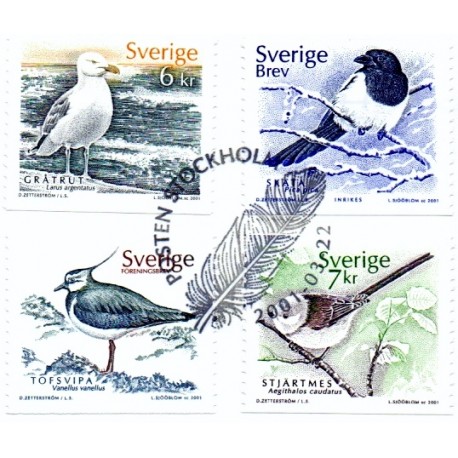 Sverige 2001. Fugle. AFA 2152-55, postfrisk stemplet  hæfte FDC parstykkke