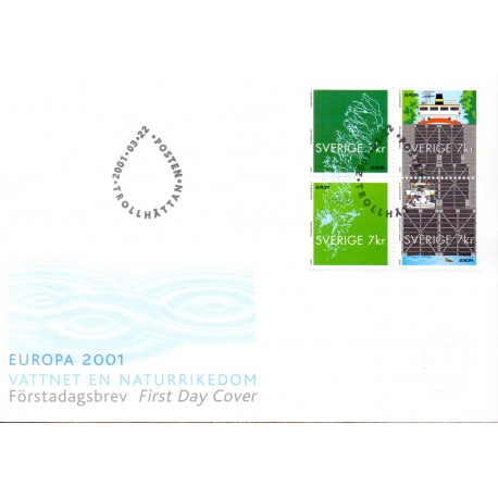 Sverige 2001. Europamærke / CEPT. AFA 2156-9, postfrisk sammentryk stemplet  hæfte FDC parstykkke