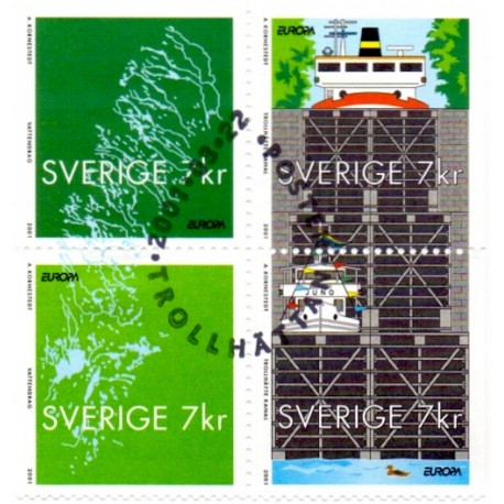 Sverige 2001. Europamærke / CEPT. AFA 2156-9, postfrisk sammentryk stemplet  hæfte FDC parstykkke