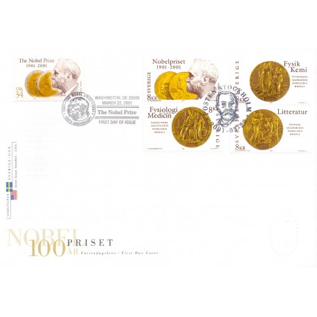 2001. Nobel. AFA nr. 2160-3, hæftestribe stemplet