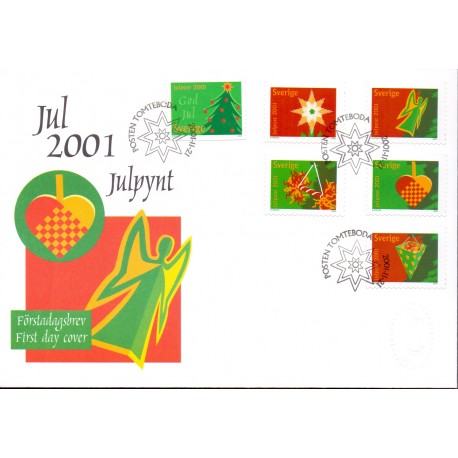 Sverige 2001. Julefrimærke. AFA 2188-93, postfrisk   stemplet  hæfte FDC parstykkke