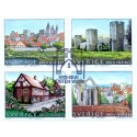 Sverige 2002. Hansestaden Visby. AFA 2215-18, postfrisk sammentryk   stemplet  hæfte FDC parstykkke