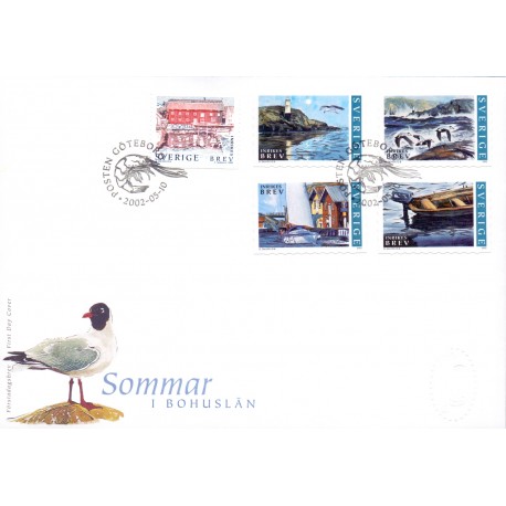 Sverige 2002. Sommer. AFA 2221-2225, postfrisk  stemplet  hæfte FDC parstykkke