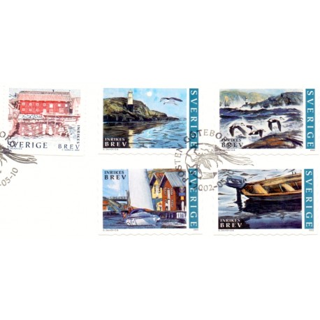Sverige 2002. Sommer i Bohuslän. AFA 2221, postfrisk   stemplet  hæfte FDC parstykkke