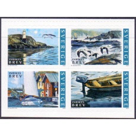 Sverige 2002. Sommer. AFA 2221-2225, postfrisk  stemplet  hæfte FDC parstykkke