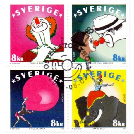 Sverige 2002. Europamærker / CEPT. AFA 2226-29, postfrisk sammentryk stemplet  hæfte FDC parstykkke