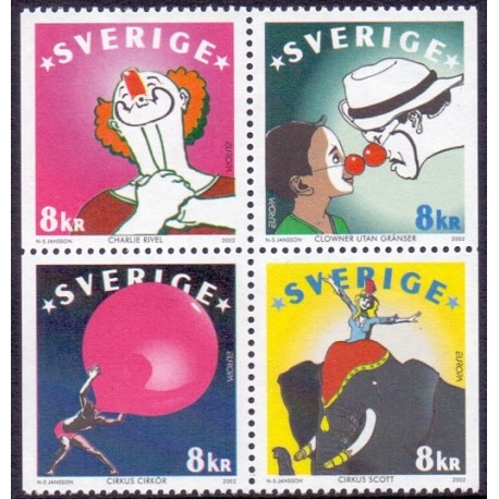 Sverige 2002. Europamærker / CEPT. AFA 2226-29, postfrisk sammentryk stemplet  hæfte FDC parstykkke