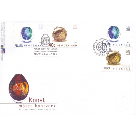 Sverige 2002. Kunsthåndværk. AFA 2230-31, postfrisk sammentryk  stemplet  hæfte FDC parstykkke