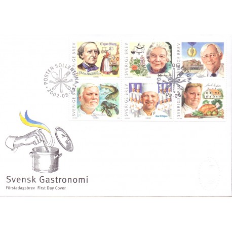 Sverige 2002. Gastronomi. AFA 2232-37, postfrisk sammentryk  stemplet  hæfte FDC parstykkke