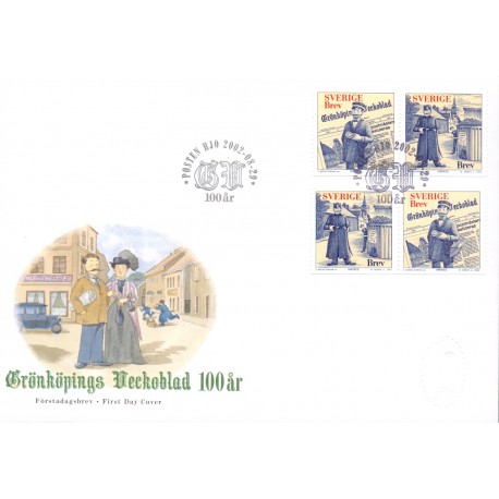 Sverige 2002. Grönköpings Veckoblad. AFA 2238-39, i postfrisk parstykker stemplet  hæfte FDC parstykkke