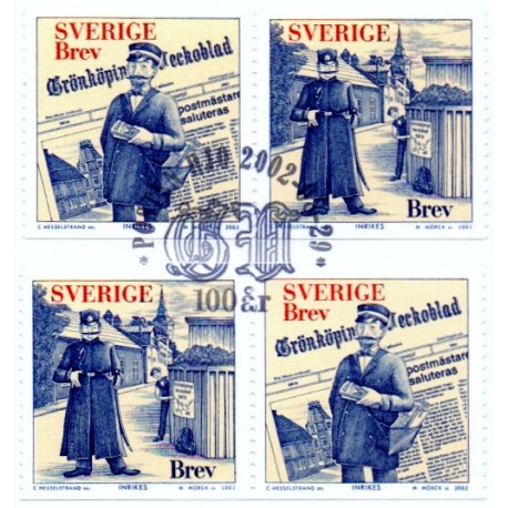 Sverige 2002. Grönköpings Veckoblad. AFA 2238-39, i postfrisk parstykker stemplet  hæfte FDC parstykkke