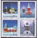 Sverige 2002. Kirker i juletiden. AFA 2250-53,  postfrisk sammentryk   stemplet  hæfte FDC parstykkke