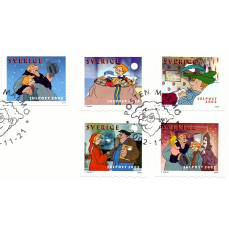 Sverige 2002. Julefrimærker. AFA 2254-58,  postfrisk  stemplet  hæfte FDC parstykkke