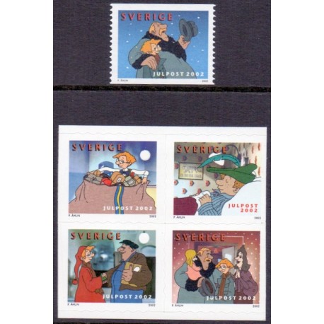 Sverige 2002. Julefrimærker. AFA 2254-58,  postfrisk  stemplet  hæfte FDC parstykkke