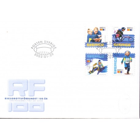 Sverige 2003. Det svenske idrætsforbund. AFA 2259-62,  postfrisk  stemplet  hæfte FDC parstykkke