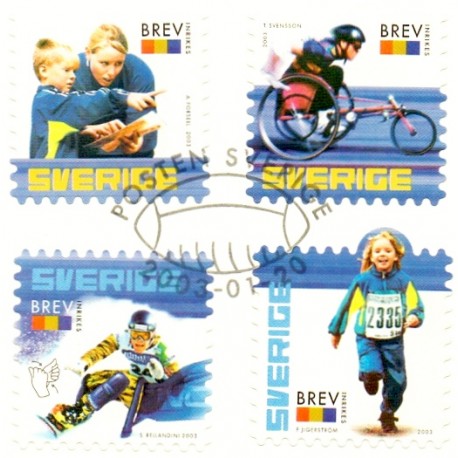 Sverige 2003. Det svenske idrætsforbund. AFA 2259-62,  postfrisk  stemplet  hæfte FDC parstykkke