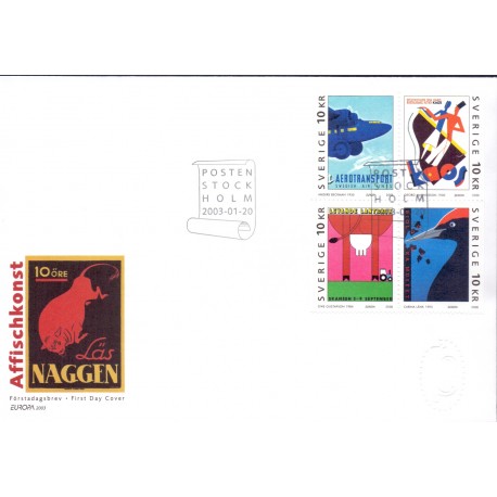 Sverige 2003. Europamærker / CEPT. AFA 2263-66,  postfrisk sammentryk stemplet  hæfte FDC parstykkke