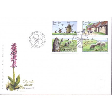 Sverige 2003. Kultur- og naturarv. AFA 2271-74,  postfrisk sammentryk stemplet  hæfte FDC parstykkke