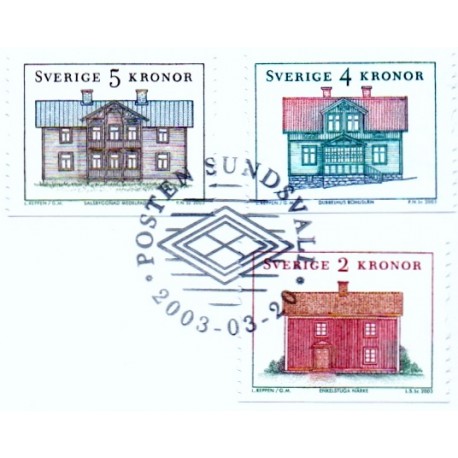 Sverige 2003. Landskabshuse. AFA 2275-77,  postfrisk stemplet  hæfte FDC parstykkke
