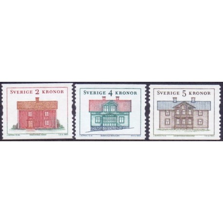 Sverige 2003. Landskabshuse. AFA 2275-77,  postfrisk stemplet  hæfte FDC parstykkke