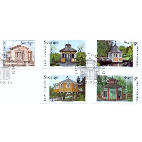 Sverige 2003. Lysthuse. AFA 2283-87,  postfrisk stemplet  hæfte FDC parstykkke